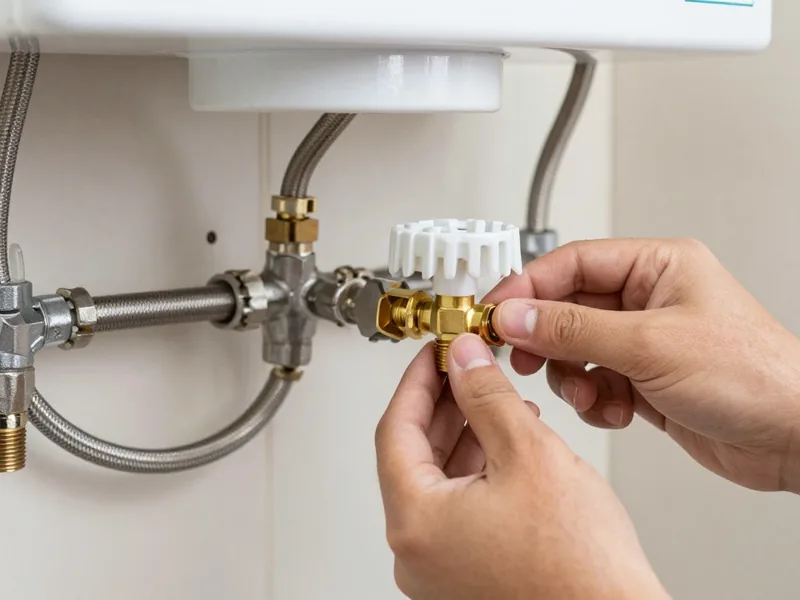 Plumber replacing a water heater drain valve in historic Globe AZ home