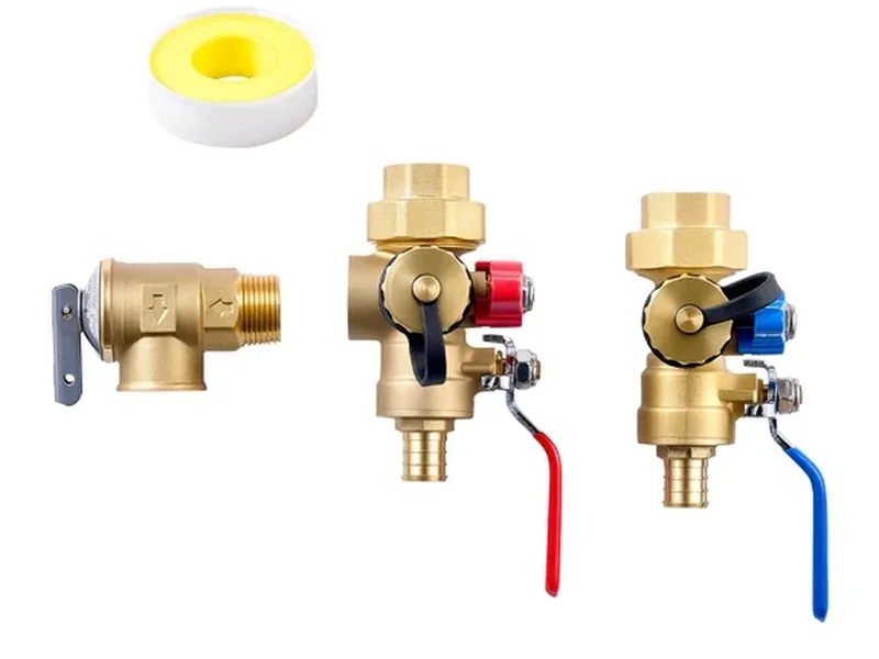 Plumber installing a brass drain valve on a Maricopa AZ tract home water heater