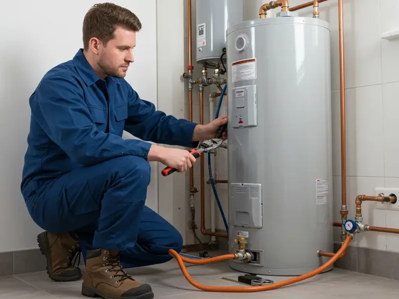 Emergency water heater leak repair at night in Eloy AZ manufactured home