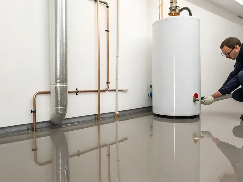 Emergency water heater leak repair in a Gilbert AZ attic